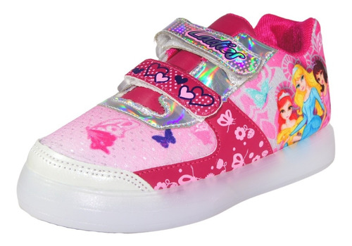 Tenis Luces Led Niña Ra Princesas Velcro Moda Fiusha 15-21