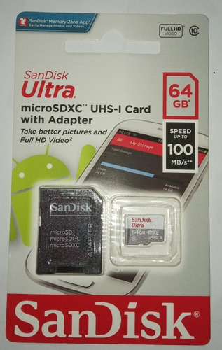 Memoria Sandisk Ultra 64gb Micro Clase 10 - 100mb/s 