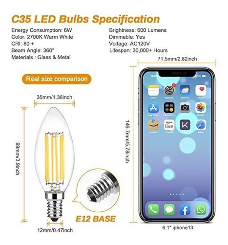 Bombilla Led Brimax C35, Bombillas Led Tipo Candelabro De 6