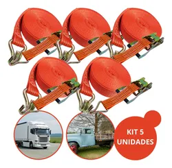 Comprar Kit 5 Cinta Amarração 10 Mt 5 Toneladas Carga Pesada Catraca Cor KIT 5 X LARANJA 5 TON 10 MTS COM CATRACA no Mercado Livre