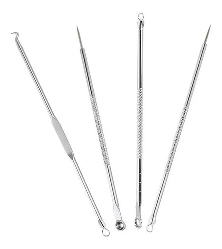 Imagem 5 de 8 de Extrator Removedor Cravo Espinha Kit 4 Agulhas Aço Inox