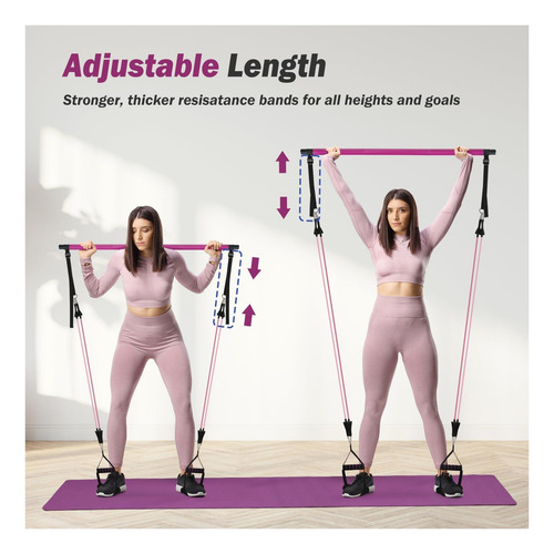 Kit De Bar De Pilates A Lo Largo Con Bandas De Resistencia,