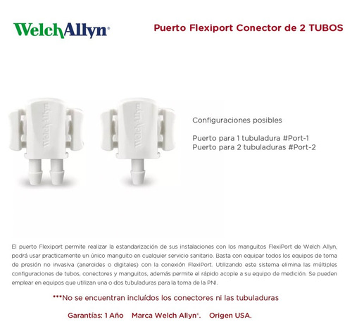 Imagen 7 de 12 de Puerto Flexiport Welch Allyn Conector De 2 Tubos