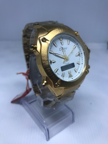 Relógio Condor Masculino Dourado Anadigi Kc15197/4b