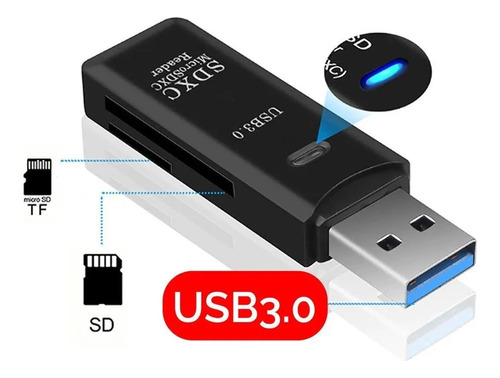 Leitor De Cartão Memoria Usb 3.0 Adaptador Sd Micro Sdxc Tf