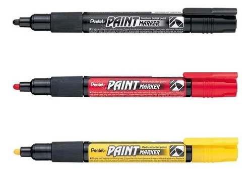 Kit Caneta Permanente Pentel Paint Marker 3 Cores
