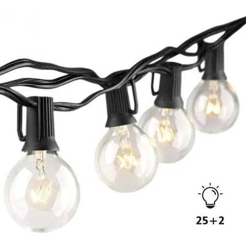 Imagen 1 de 7 de Guirnalda De Luces 25 Focos Vintage Impermeable 7.6m Iforu