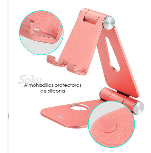Soporte Metal Celular Tablet Pad De 4'' A 13'' Lujo Abatible Color Oro rosado