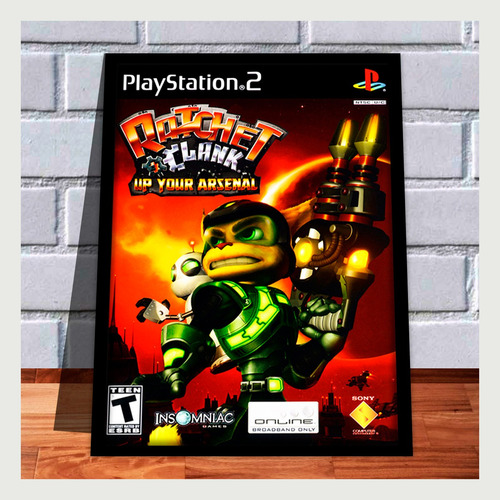Quadro Decorativo Gamer Capa A4 Ratchet & Clank: Up Your Ps2