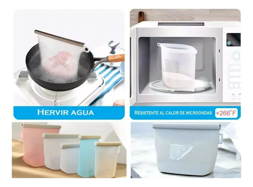 Bolsas De Silicona Reutilizable Set 240 360 500 1000 1500 Ml