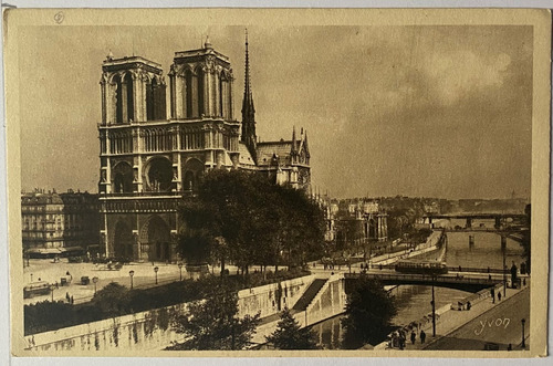 Antigua Postal, Notre Dame, Año 1923, París, Francia, 4p035