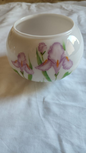 Florero Iris Fenton Hand Painted By Donna R. 11 Cms De Alto!