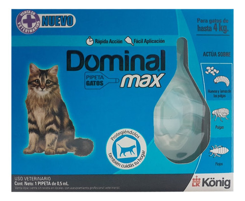 Pipeta Antipulgas Dominal Max Para Gatos Hasta 4 Kg