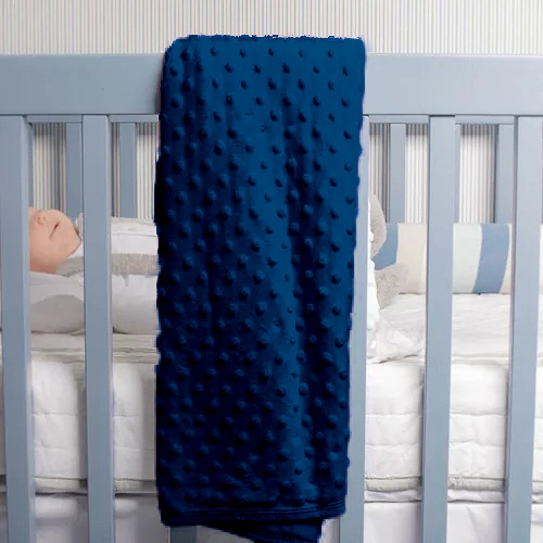 Manta polar con forma de cuna con forma de bola en relieve para bebé, color azul marino