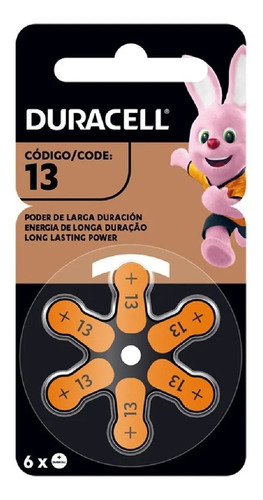 Pila Duracell Auditiva 13x6  Blíster Ha 13