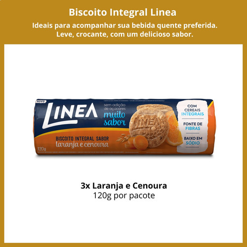 Biscoito Linea Integral Sem Açúcar Laranjacenoura 3 De 120g