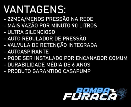 Bomba Furacão Pressurizador 1/2cv 22mca Biv Pl400 Lorenzetti