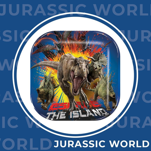 12 Platos Grandes Cuadrados Jurassic World - Jurassic77world