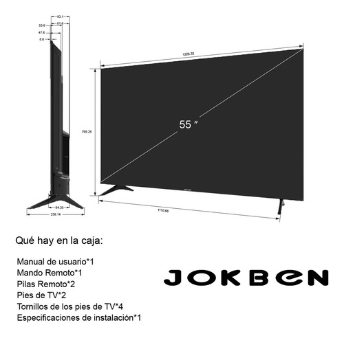 Smart Tv Pantalla 55 Pulgadas Jokben Android Tv 4k Hdr Led