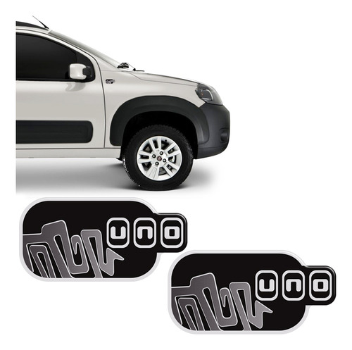 Adesivos Fiat Uno Way 2012 Emblema Lateral Alto Relevo - Par