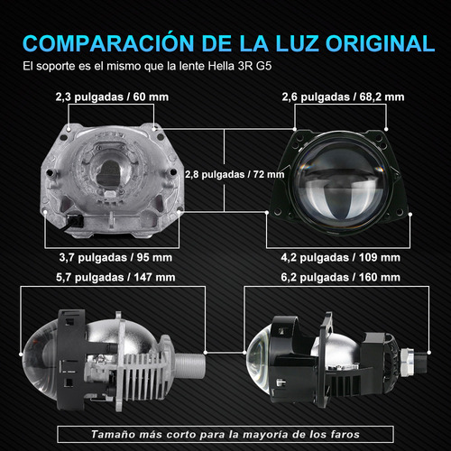 Faro Delantero H4 H7 Con Lente De Proyector Bi-led 3inch