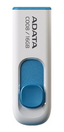 Adata Memorias Usb 16gb Retractil 2.0 C008 Blanco Con Azul