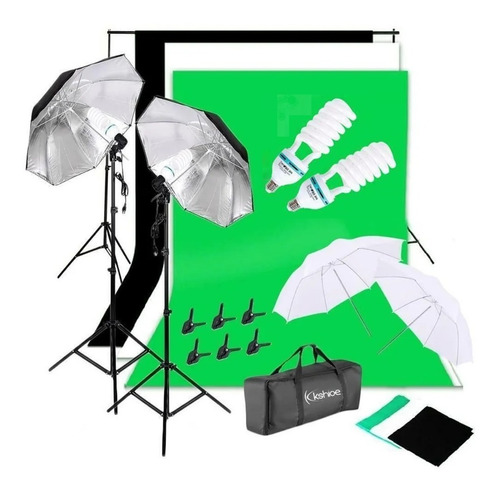 Kit Estudio Fotografico Sombrillas Luz Soporte 3 Ciclorama