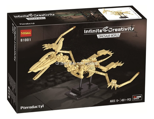 Esqueleto Pterodáctilo Fósil Arqueológico Bloques Armables