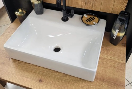 Bañera rectangular de apoyo con vajilla, 49 x 37 cm, blanca, Icasa Ica23, acabado esmaltado blanco
