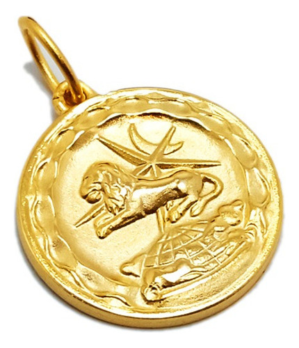 Medalla Signo Zodíaco - Leo - Plaqué Oro 21k - 22mm 