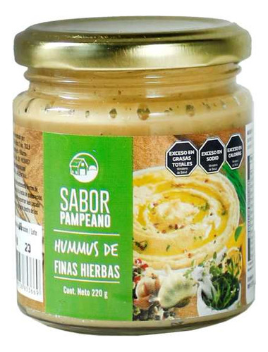 Hummus de Finas Hierbas untable vegetariano Frasco de Vidrio 220 gramos Sabor Pampeano
