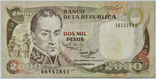 Billete 2000 Pesos 01/jul/1994 Colombia Vf