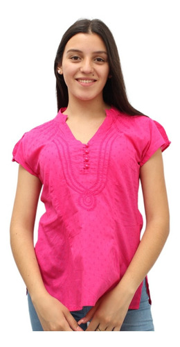 Blusa Hindu Janta Bordada Algodon Talle Grande Importada