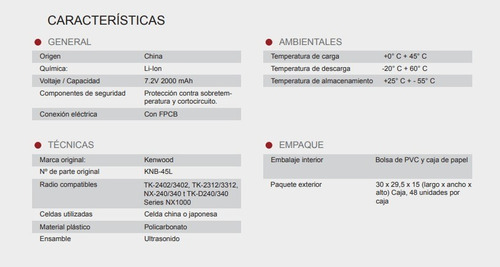Batería Rad Power 7.2v Para Radios Kenwood Series Nx1000