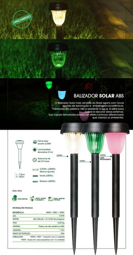 Imagem 6 de 8 de Kit 06 Luminária Espeto Solar Poste De Jardim Decoração Led