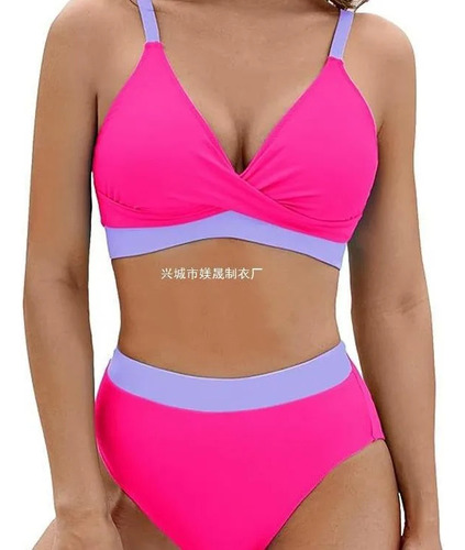 Traje De Baño Tipo Bikini Deportivo De Cintura Alta, Color E