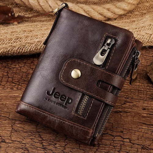 Imagen 2 de 10 de Cartera Jeep Billetera Con Monedero Cuero Genuino