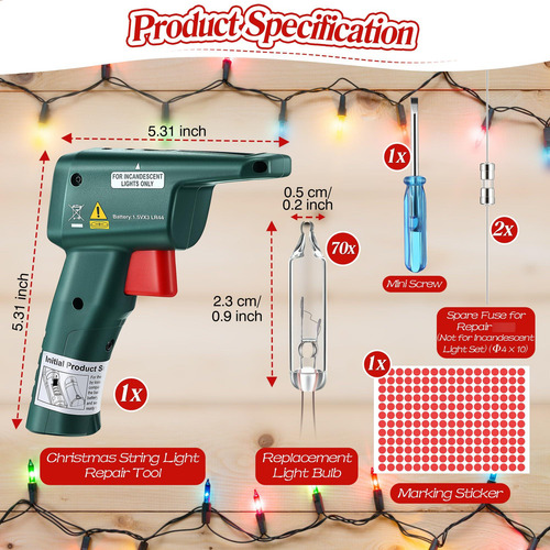 Kit De Reparación Luces Navideñas 70 Bombillas Repuesto Color De Las Luces