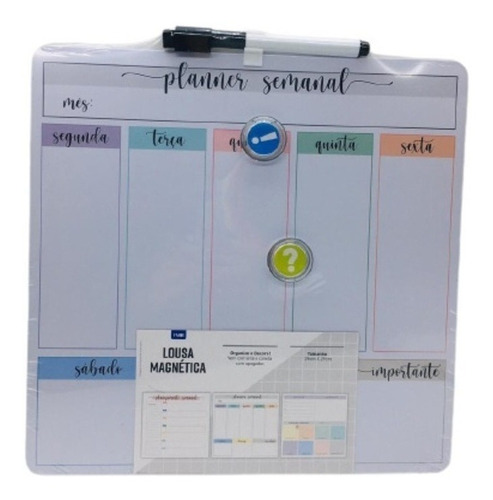 Imagem 1 de 2 de Quadro Lousa De Planejamento Semanal Planner Ima E Caneta