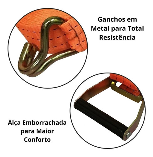 Cinta De Carga Com Catraca Para Amarração 50mm X 10m Starfer Cor Laranja