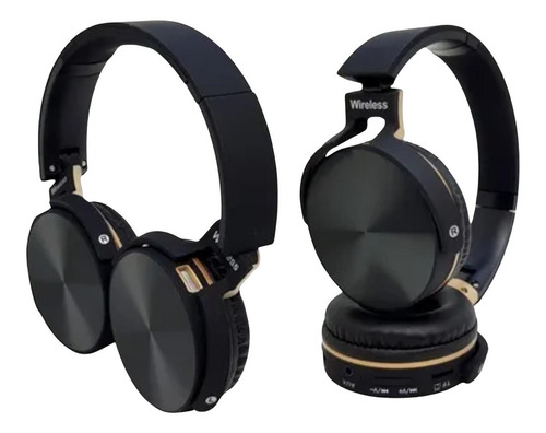 Auriculares Bluetooth supraaurales negros con radio FM para deportes y ocio