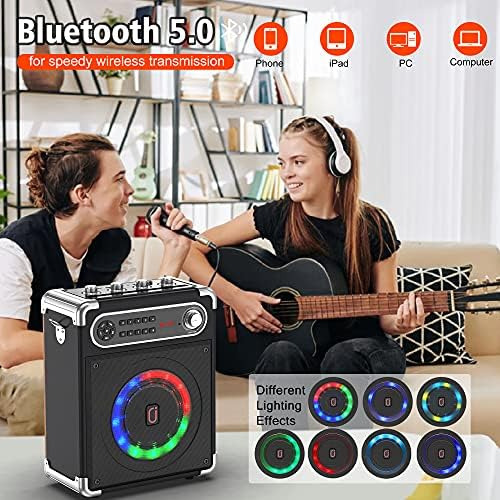 Jauyxian Altavoz Bluetooth Con Dos Micrófonos Inalámbricos,