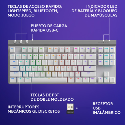 Teclado Inalámbrico Logitech G515 Lightspeed Tkl Blanco