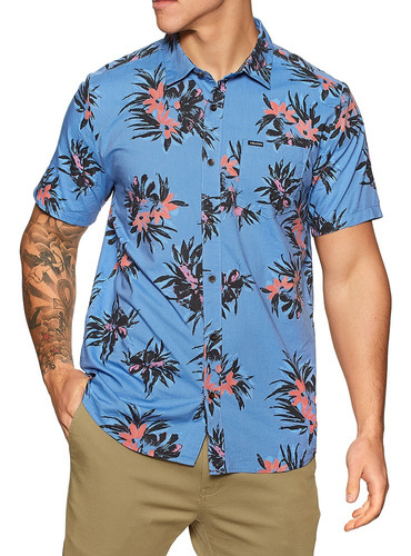 Camisa Volcom Floral With Cheese Celeste