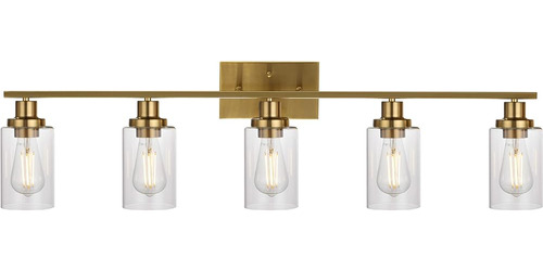 Melucee 5-light Brushed Brass Vanity Lights Modern Bathroom 