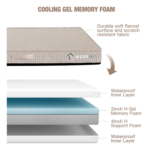 Cama Para Perros Wevego De Espuma Viscoelástica En Gel Con F