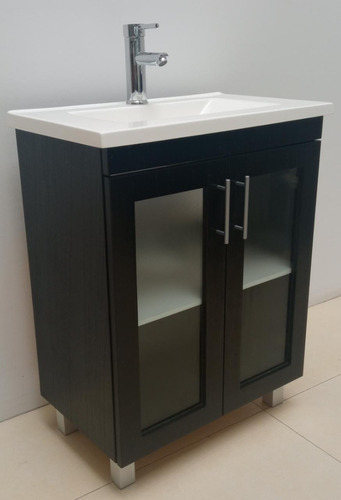 Imagen 5 de 10 de Vanitory 62cm Color Wengue Con 2 Puertas