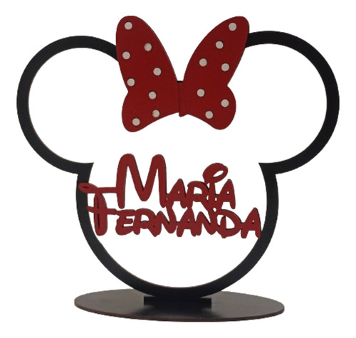 Centro De Mesa Minnie Com Nome Mdf - 22 Unidades 