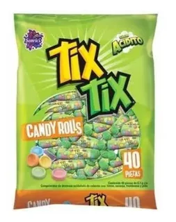 Caramelo Sonrics Candy Rolls Tix Tix Sabor Acidito 40 Piezas