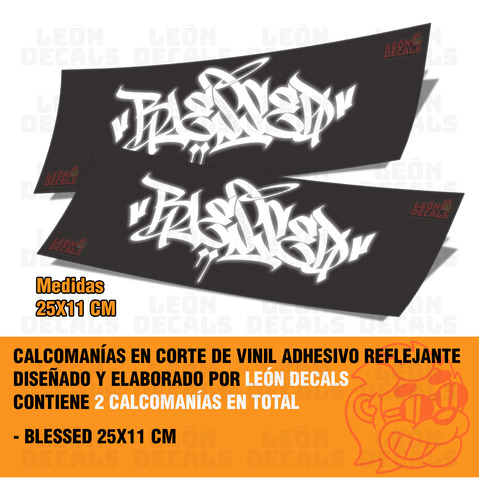 Calcomanias Sticker Blessed Bendecido Vinil Reflejante 2 Pz